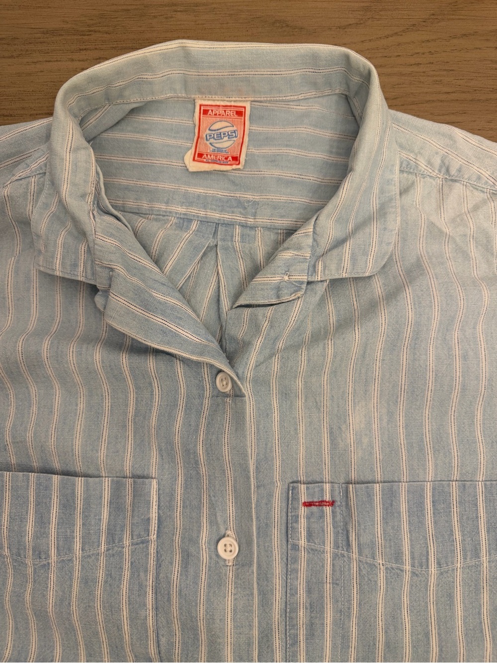 Vitange Pepsi Light Blue Stripe Men's Button-Up Shirt